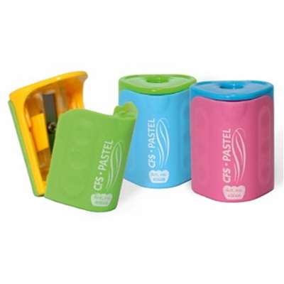 Точилка пластиковая с контейнером и клипом Pastel, 1 лезвие