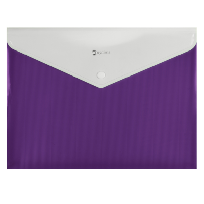 Папка-конверт А4 непрозора на кнопці Optima, 2 відділення, 180 мкм, фактура "СМУГА", фіолетова (1/12/120)