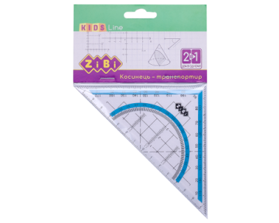 Косинець 2 в 1,140мм, 90°/45°, з блакитною смужкою, блістер, KIDS Line