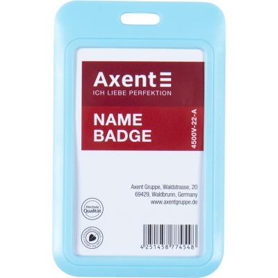 Бейдж-слайдер вертикальный Axent 4500V-22-A 54x85 мм, голубой