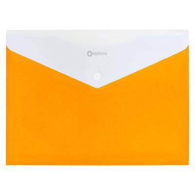 Папка-конверт А4 непрозора на кнопці Optima, 180 мкм, фактура "СМУГА", жовта (1/12)