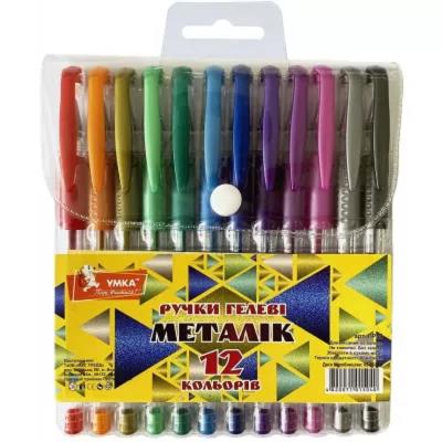 Набор ручек гелевых прорезин. грипп, 12цв, Metallic,ГР50, УМКА (1/12)