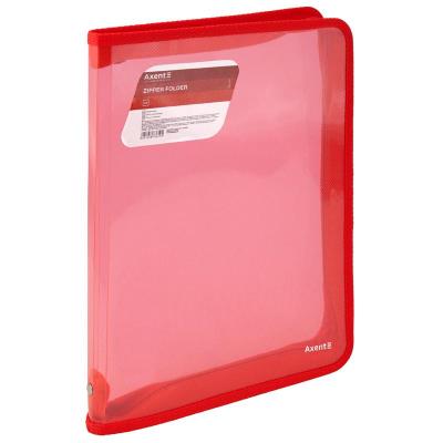 Папка объемная на молнии А4, прозрачная красная,1801-24-A (1/24/96)