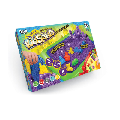 Набор креативного творчества "Кинетический песок "KidSand", 1200 г+песочница, укр.