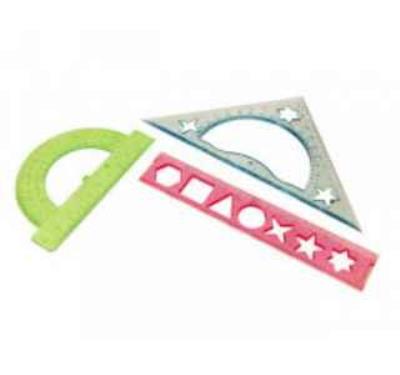 Набір геометричний(лінійка 20 см,транспортир, трик.30х60х90) (1/)