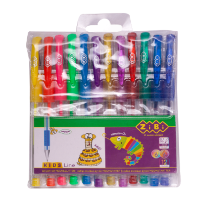 Набір з 12-ти гелевих ручок NEON+GLITTER, 12 кольорів													