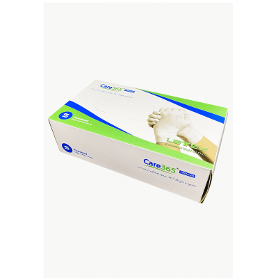 Перчатки смотровые, латексные, нестерильные, опудренных CARE 365 S (1/100)