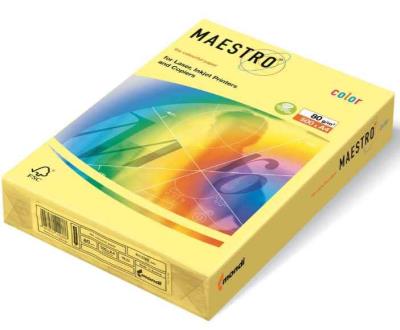 Бумага цветная Maestro Color Pastell YE23, A4, 160 г/м2, 250 листов, желтый