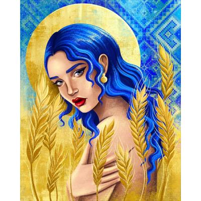 Алмазная мозаика SANTI "Украинка с колосками", 40*50 см на подрамнике, 954388
