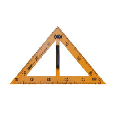 Косинець TEACHER 90°/45° для шкільної дошки 50 см, жовтий													