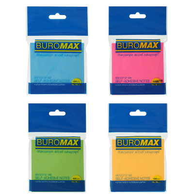 Блок для нотаток NEON 76х76мм, 100арк., асорті, .BM.2312-98