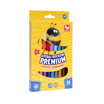 Карандаши восковые Премиум 18 цветов