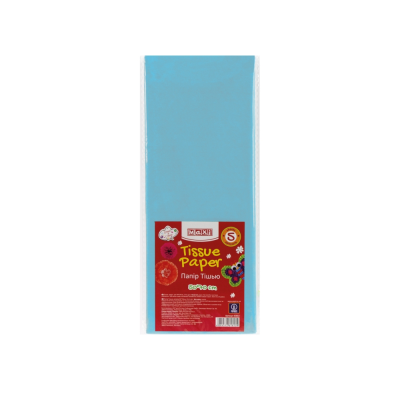 Бумага тишью, 17г/м, 5 листов, ширина 50 см, длина 70 см, цвет голубой, MX61816