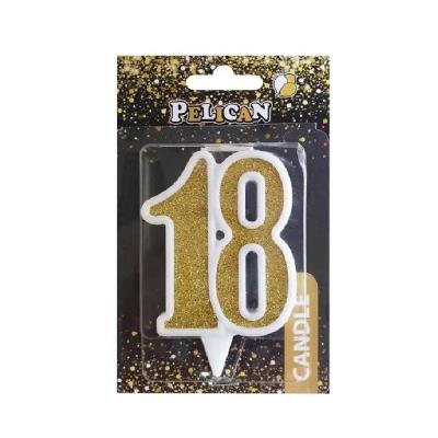 Свеча юбилейная "18" ЗОЛОТО 7 см