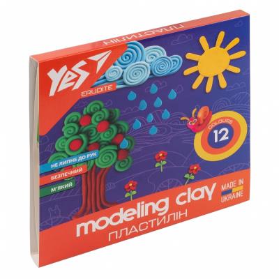 Пластилін YES, 12 кольорів,  240 г "Erudite" 540560 (1/44)