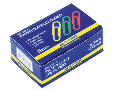 Скріпка Buromax, 28 мм, 100 шт., кругла, кольорова (10/500)