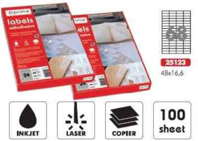 Етикетки самоклейні Optima 25123, 68 шт., 48 * 16,6  мм, А4,100 аркушів (1/10)