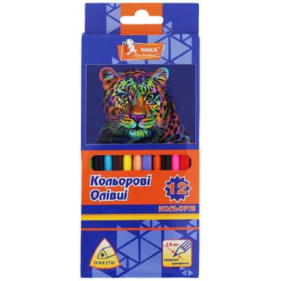 Олівці кольорові, 12 кол., трикутн., "Фауна", ЦК42-21,УМКА(1/12)