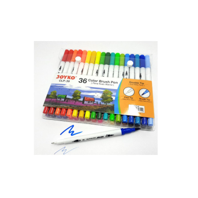 Фломастери двосторонні (пензлик/лінер) 36 кольорів, CLP-39,ТМ" Joyko" (1/16)