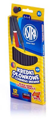 Олівці кольорові  шестигранні з чорного дерева+чинка  12 кольорів (1)