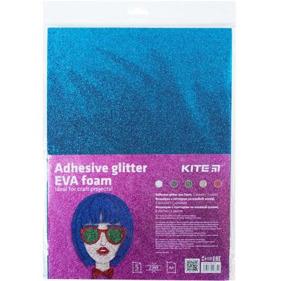 Фоаміран з гліттером на клейкій основі (5арк/5 кол), А4 Kite