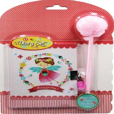 Блокнот на замочку 150x110mm, 70g, 56 л, ручка-пушок, Фея