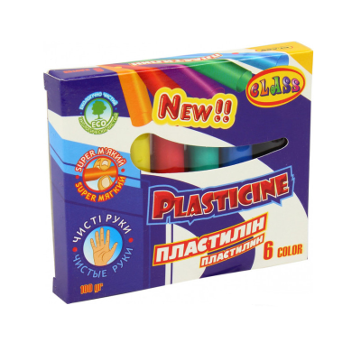 Пластилін  "Чисті руки" 6 кольорів, ЕСО, неон 100 г, 7630, CLASS (1/80)