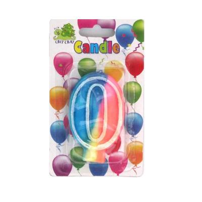Свічка-цифра для торту  "0" різнокольорова (57041/0)  уп./бл. (1/24) 