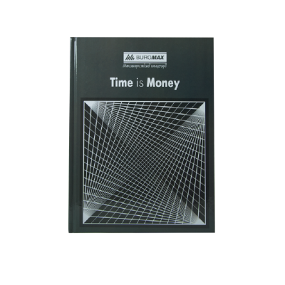 Книга учета "TIME IS MONEY" 96 листов, клетка, офсет, (твердая ламинированная обложка), А4, серый