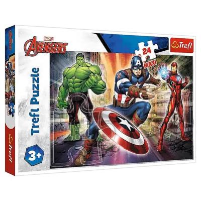 Пазли - (24 елм. МАХІ) - "У світі месників" / Марвел/Trefl