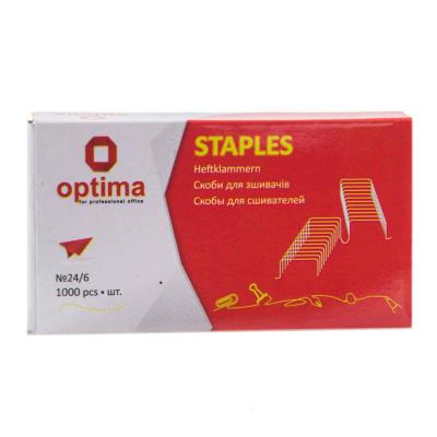 Скоби №24/6 мідні Optima, 1000 шт.