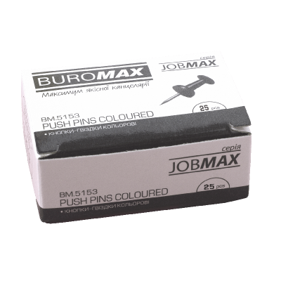 Кнопки-гвоздики, цветные JOBMAX, 25 шт., ВМ.5153