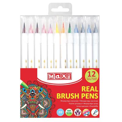 Фломастери-штампи Jumbo, 12 Фломастери-пензлики REAL BRUSH, 12 кольорів та форм
