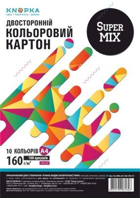 Папір кольоровий Knopka, SuperMix, A4, 160 г/м², 100 аркушів, 10 кольорів (1/12)
