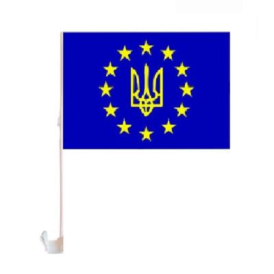 Флаг на боковое стекло авто "ЕВРОСОЮЗ+ трезубец" 30см*45см (10/400)
