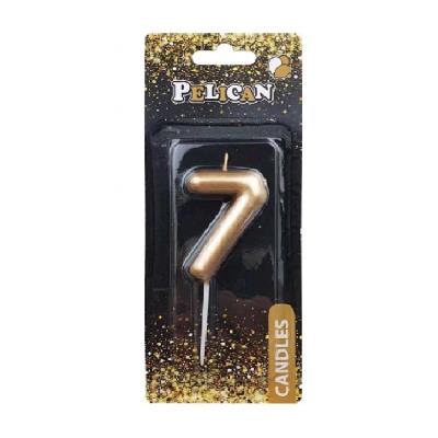 Свічка для торта Pelican "7" ЗОЛОТО 4,5см (1/12/900)																																									