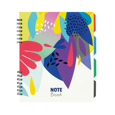 Блокнот "Flowers", B5 (170х205), пластиковая обкл., спираль, с разделителями, 120 л., клетка, O20356-14