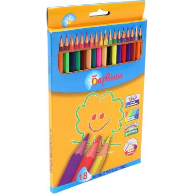 Олівці кольорові, пластик, 18 кольорів, 5-203/4 БАРВІНОК (12/240)