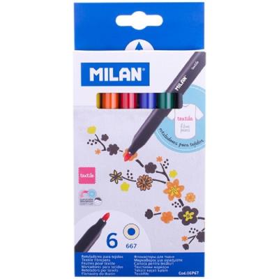Набор фломастеров для ткани, 6 цв. MILAN, 06Р6Т