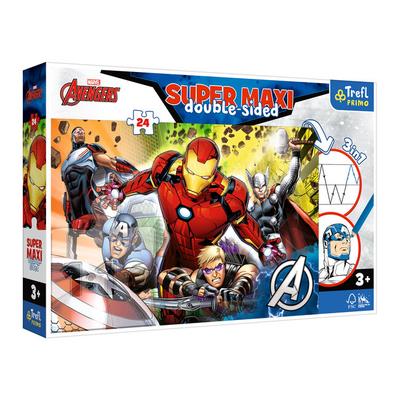Пазли + розмальовка - (24 елм.SUPER МАХІ) - "Разом сильніші" / Марвел: Месники /Trefl