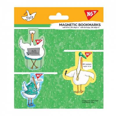 Закладки магнитные YES "Гусь", зеленый, 3 шт., 707615 (1/10/50)