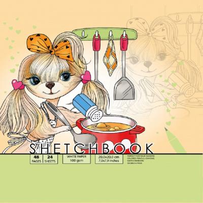 Скетчбук 7БЦ, 200х200 мм, 24 аркуші, чисті арк. Матова ламінація	