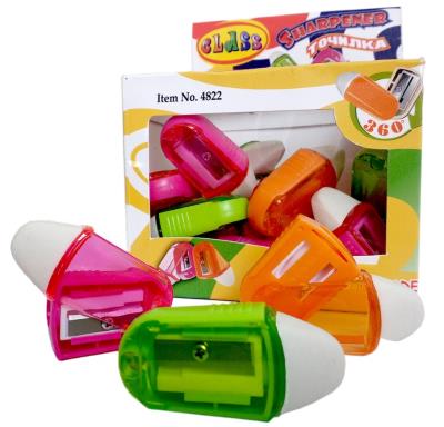 Точилка с контейнером, с ластиком,Twist, ассорти 4822, CLASS