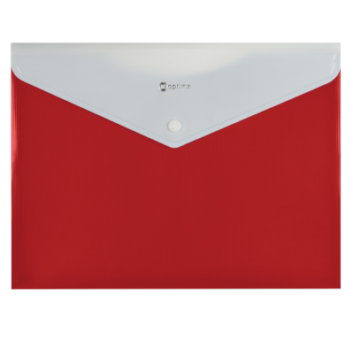 Папка-конверт А4 непрозора на кнопці Optima, 180 мкм, фактура "СМУГА", червона (1/12/120)