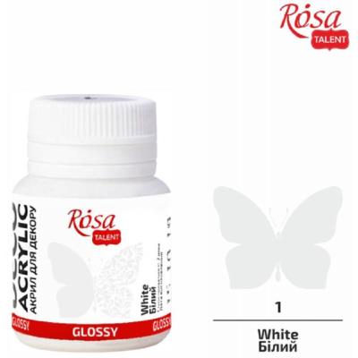Акрил для декора, Белый, глянцевый, 20 мл, ROSA TALENT