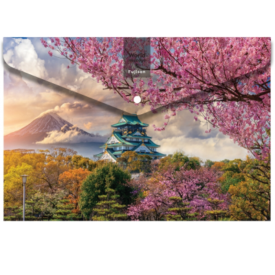 Папка-конверт А4 непрозрачна на кнопке с печатью Optima Nature #2, 180 мкм,