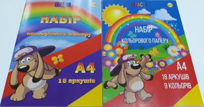 Кольоровий папір А4 18 арк. 9 кол. ТМ "Тетрада", 1/40