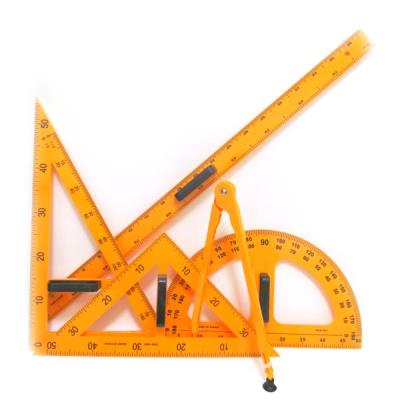 Набір креслярський для дошки 5 предметів: лінійка 1 м+транспортир 50 см+2 трикутника+циркуль на присосці, 0358