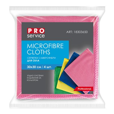 Серветки для прибирання PRO PURE GLASS,  для скла,  4 шт /уп (1/28)