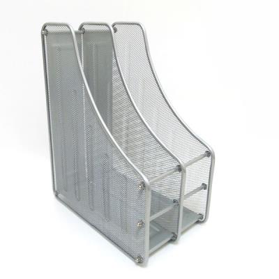 Лоток для паперу метал.вертикальн,"Сітка" 2 відділення, срібний, IMG-2537-S (1)